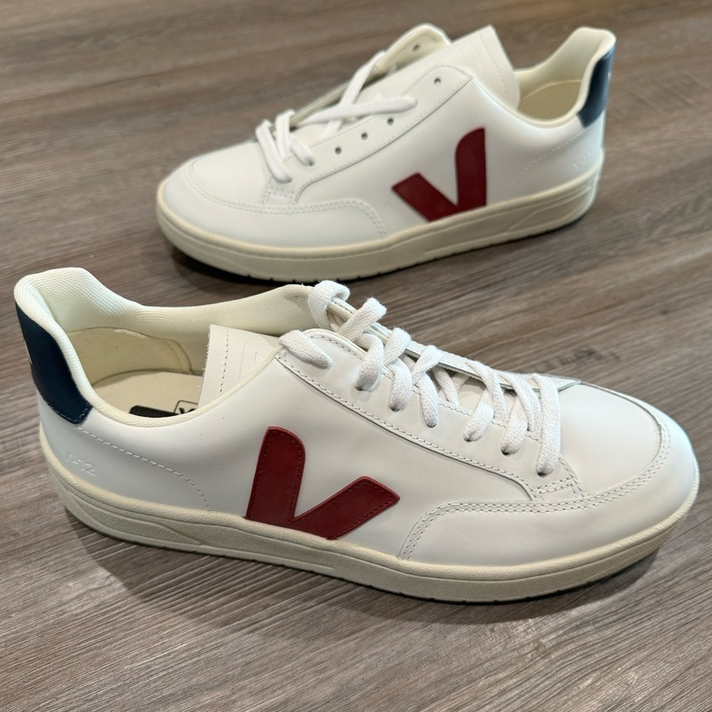 Veja V-12 Extra White Marsala Nautico Leather Sneakers
